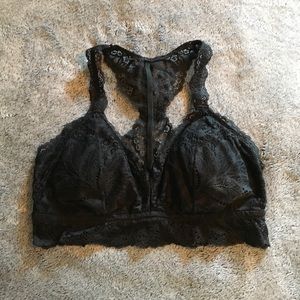Black lace racerback bralette